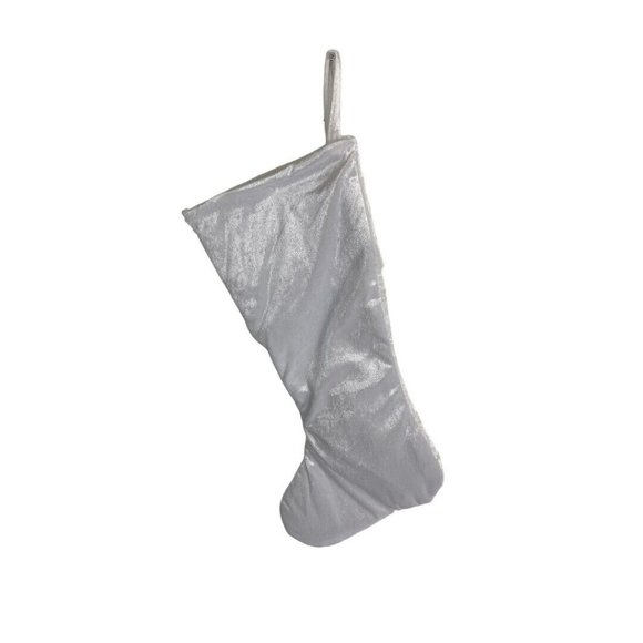 Holiday Time 19” White Quilted Embroidered Silver Snowflake Christmas Stocking - Picture 7 of 7